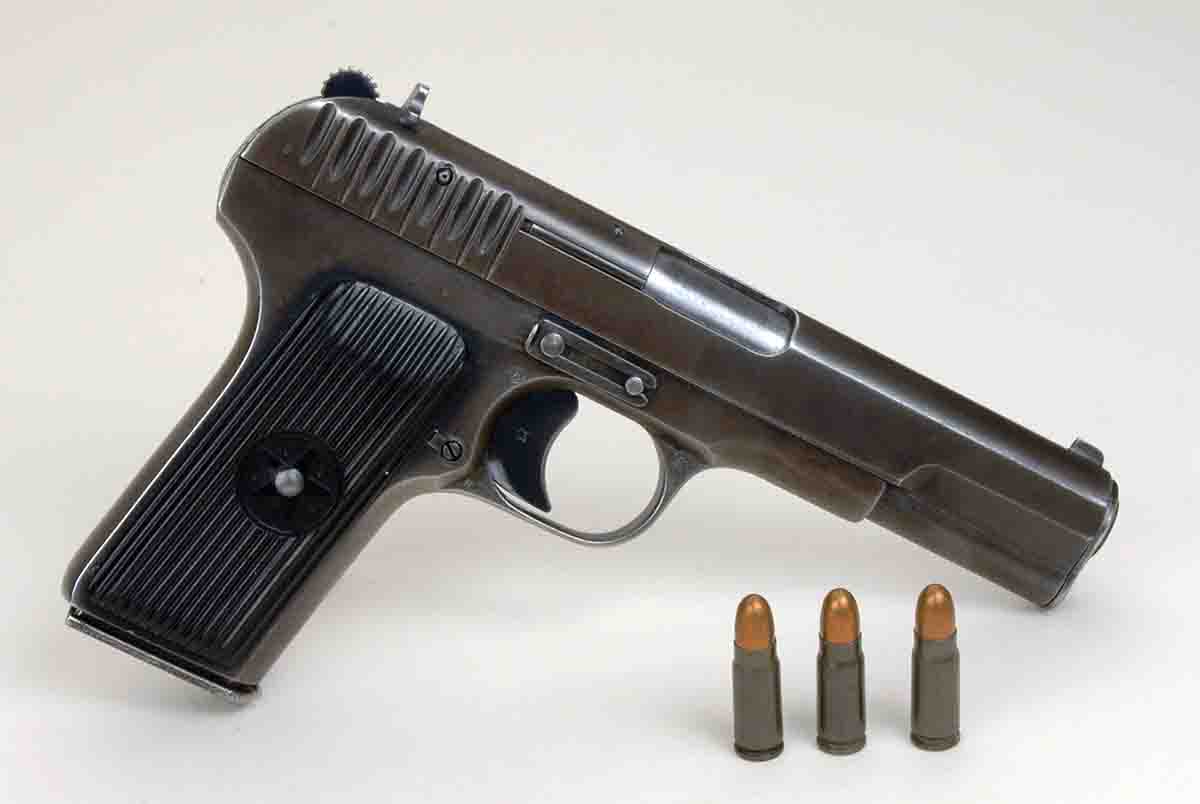 The Soviet Union adopted the 7.62x25mm cartridge for its TT30 pistol, which was followed by the TT33 shown here.